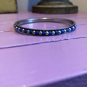 Single dark blue and silver beaded bangle!